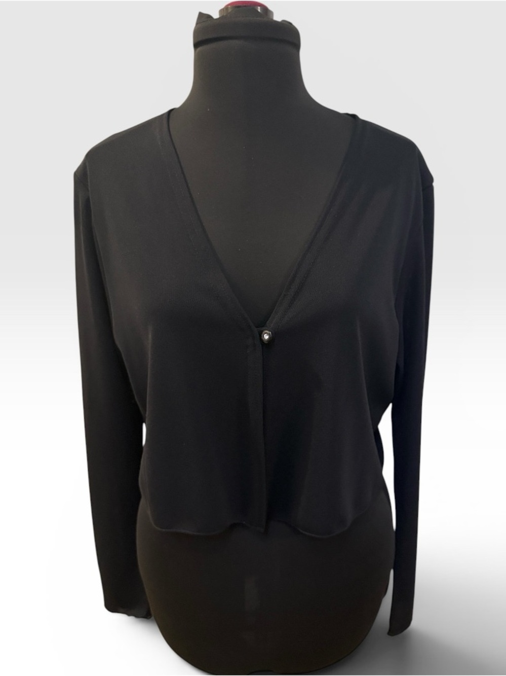 Classic Black V-Neck Long-Sleeve Sheer Shrug
